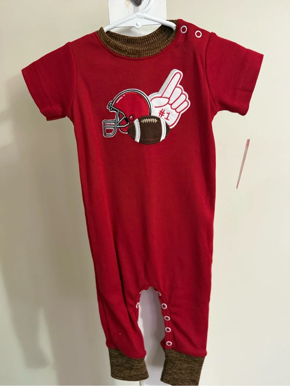 NWT Ricrac & Ruffles Football Romper